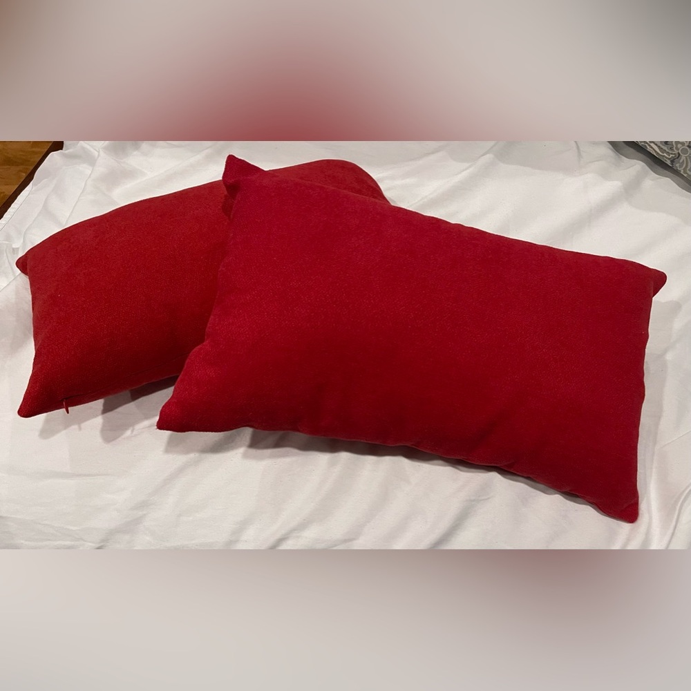 Red throw pillows